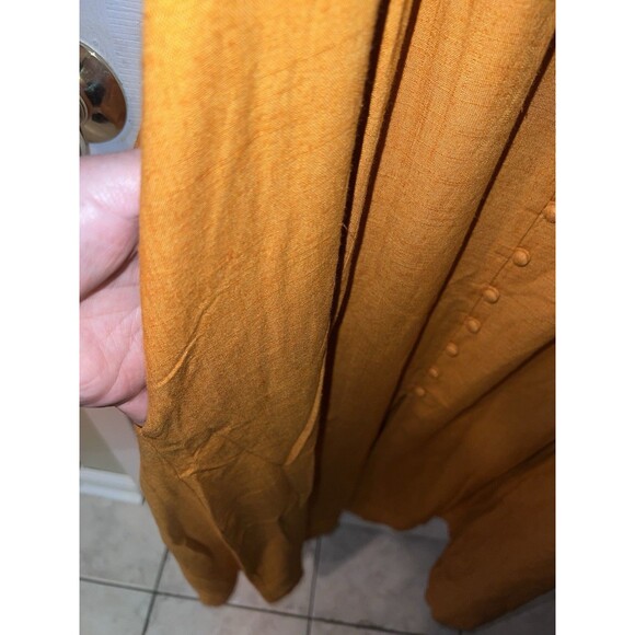The Drop Blanca Linen Maxi Dress Womens 4X Button-Front V-Neck Golden Orange New - Picture 5 of 13